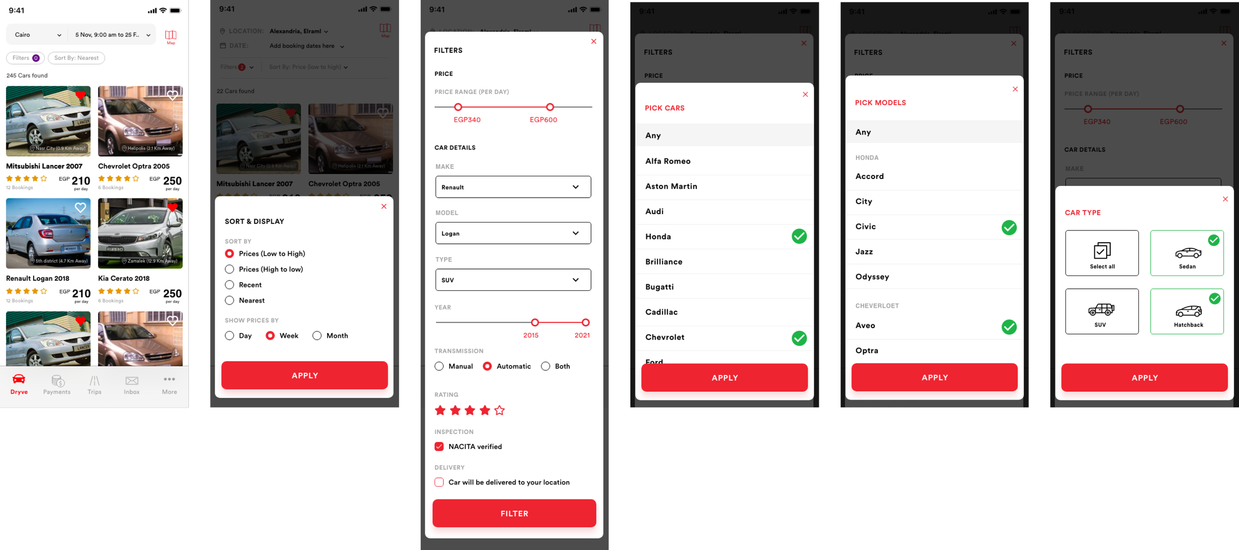 Filters & sorting design