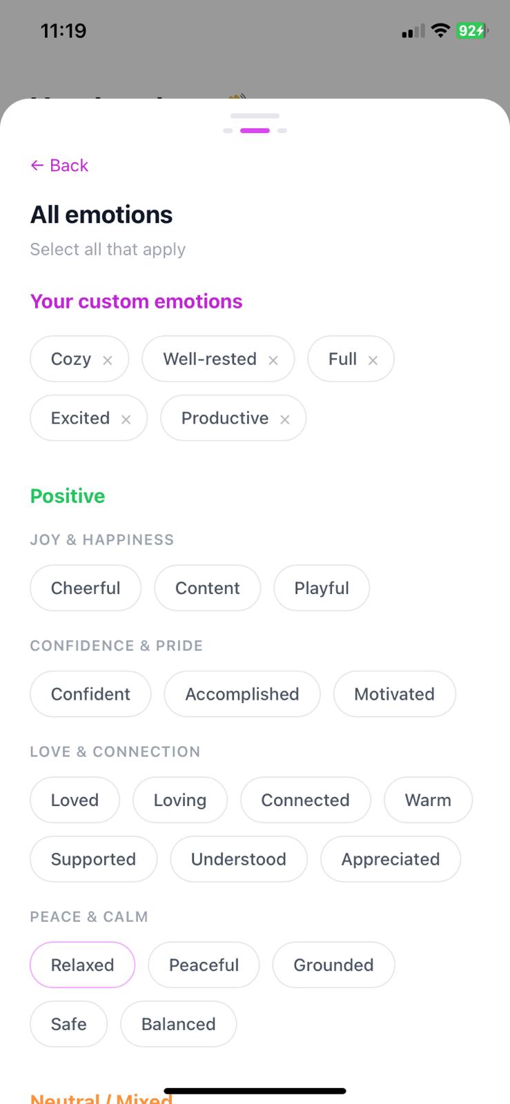 Emotional vocabulary