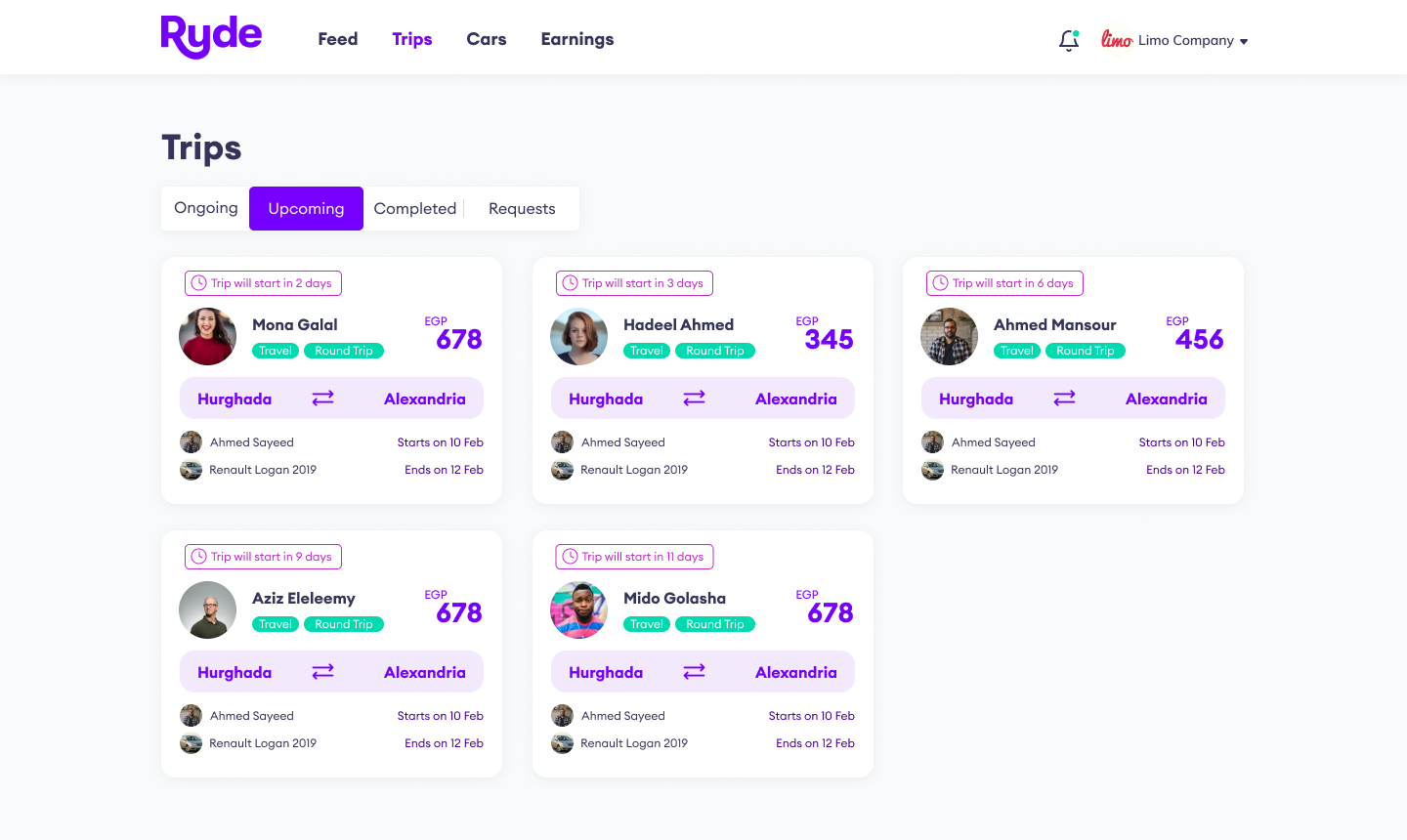 Trips — Upcoming