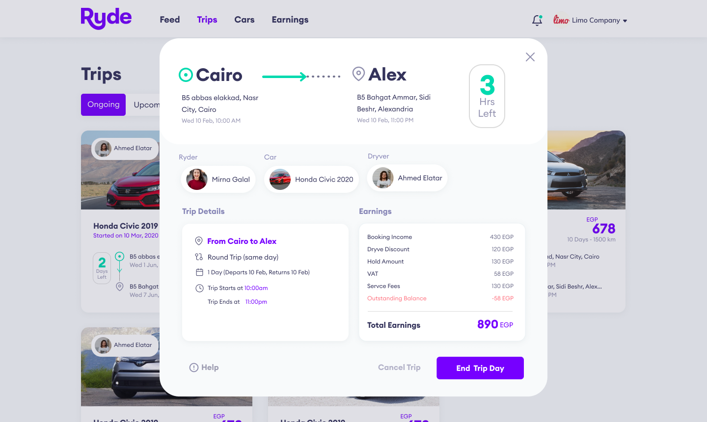Trips — Ongoing Details