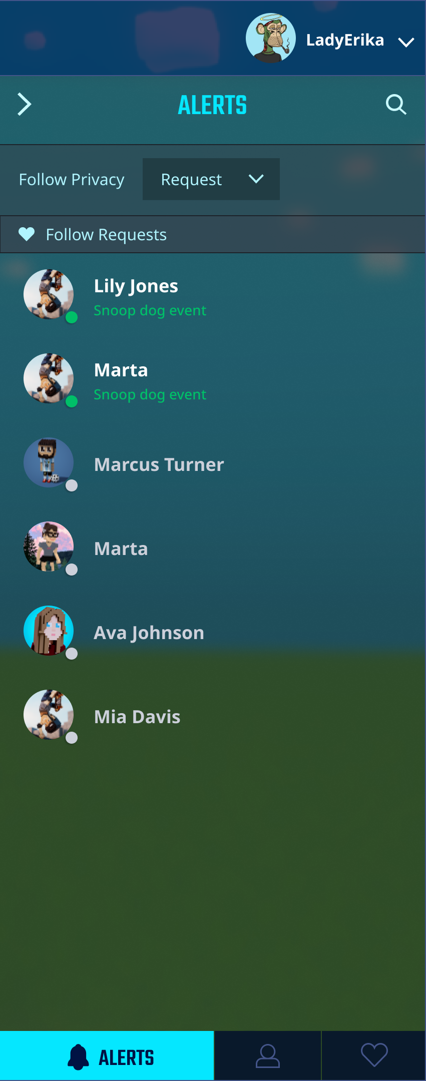 Social panel — screen 1