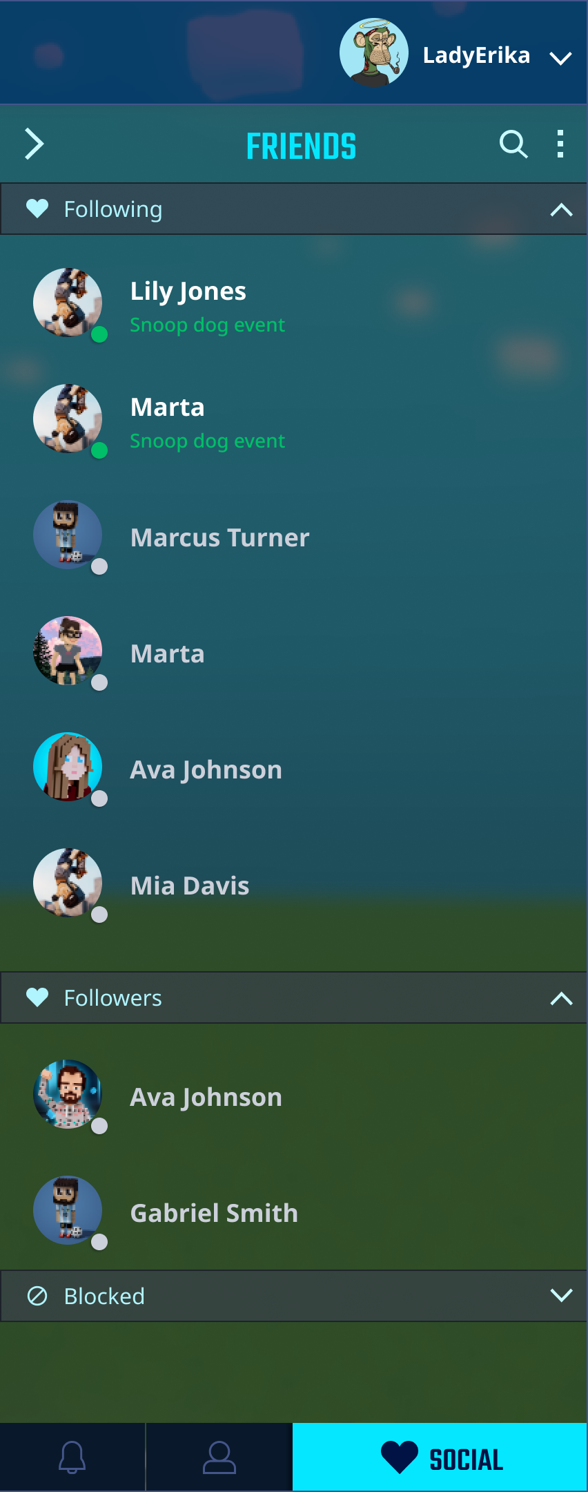 Social panel — screen 3